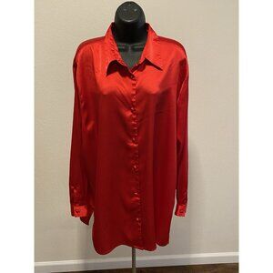 Yves St. Clair 2 Womens Size 18W  Blouse Red Long Sleeve Button Down Collared